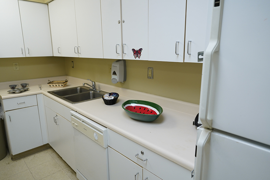 Watermelon bowl in Resident Lounge- Arbors at Delaware
